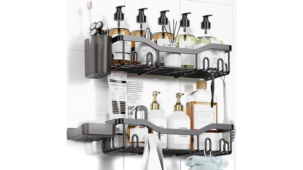 adhesive shower storage solution