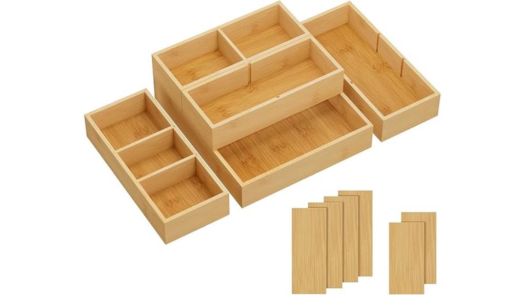 adjustable bamboo drawer organizers