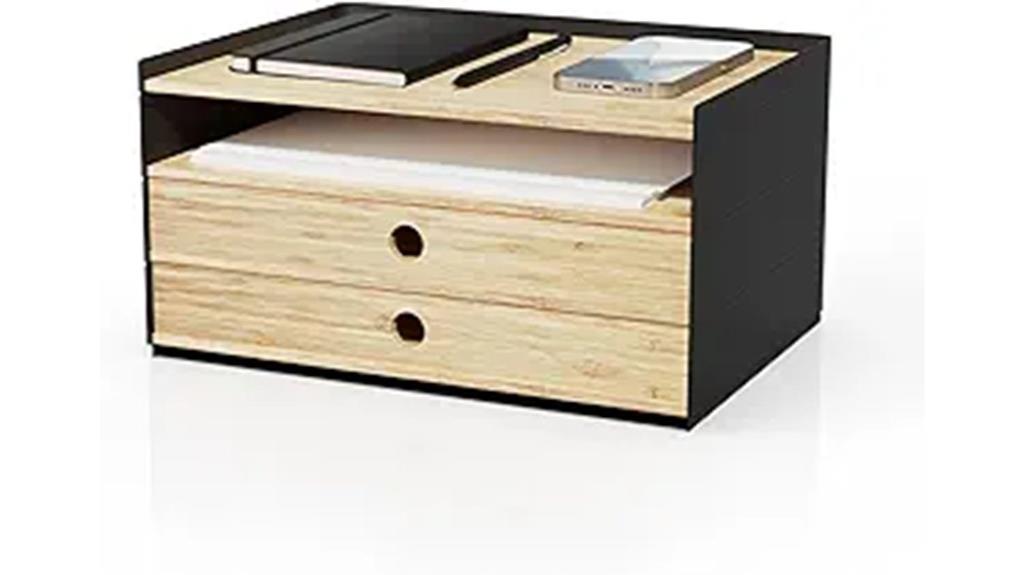bamboo desk organizer with drawers