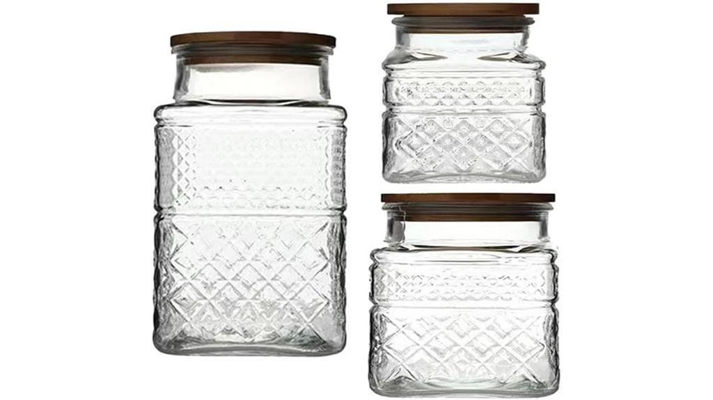 bamboo lidded glass jars