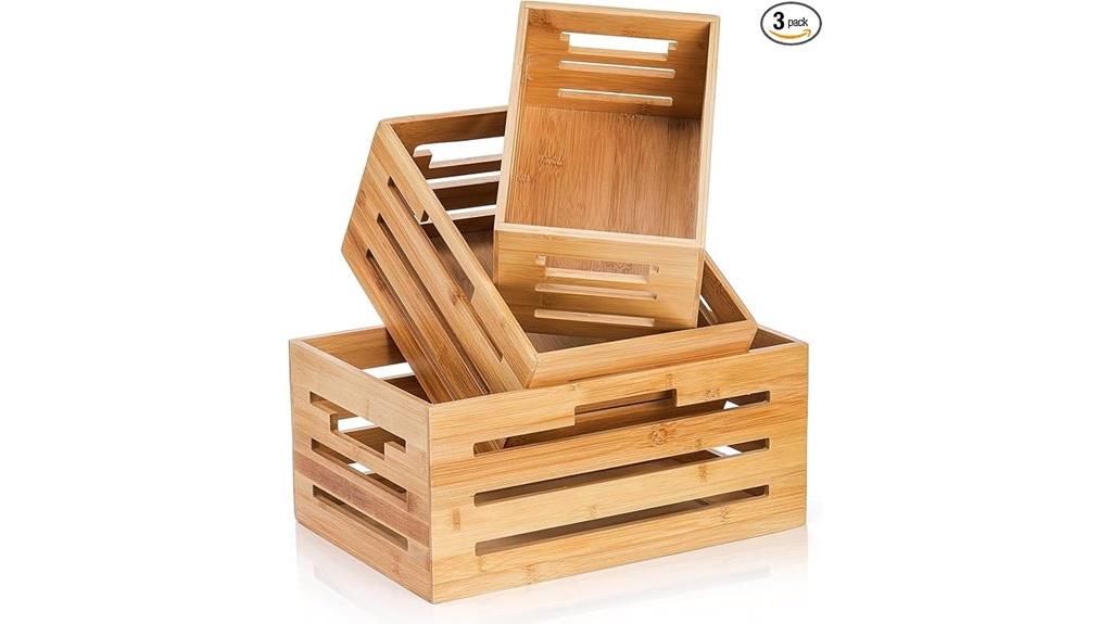 bamboo nesting crates set