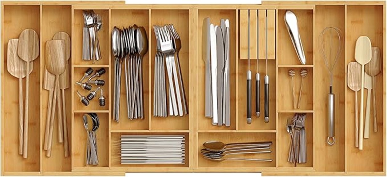 bamboo silverware drawer organizer