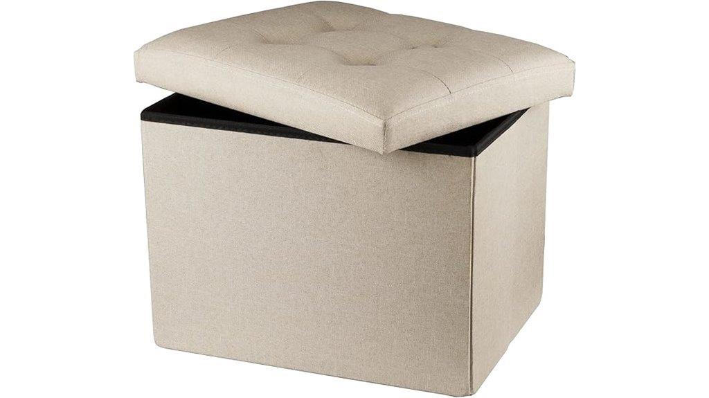 beige ottoman with footrest