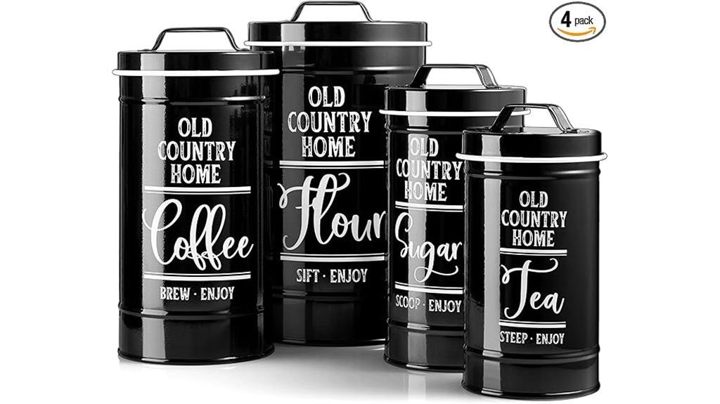 black airtight kitchen canisters