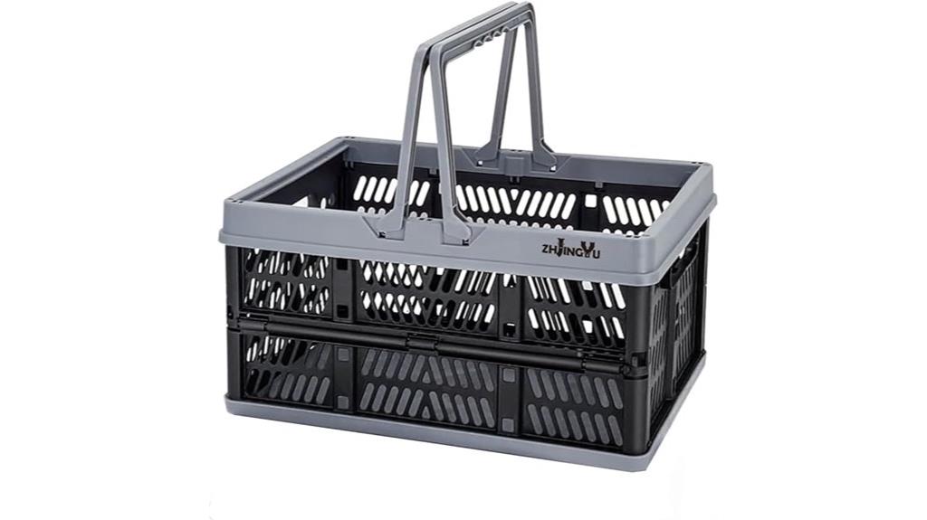 black collapsible storage crate