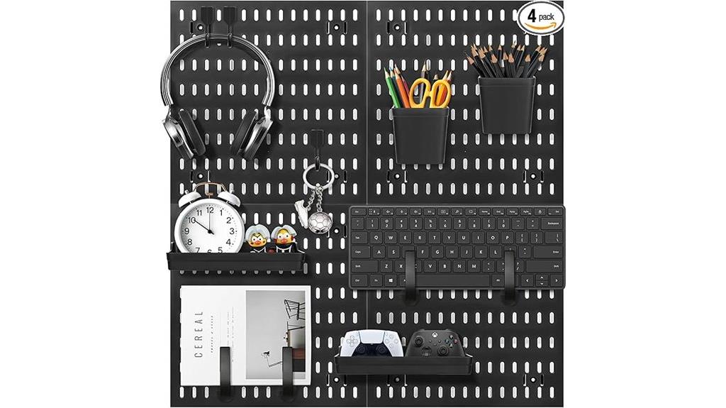 black pegboard with accessories