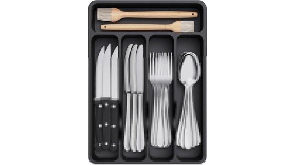 black silverware organizer tray