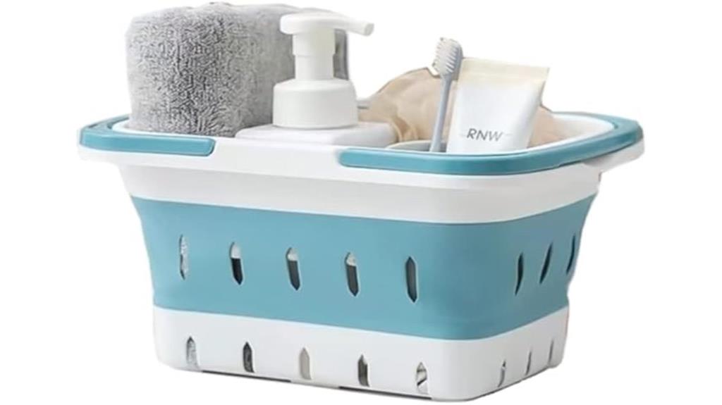 blue plastic cleaning caddy