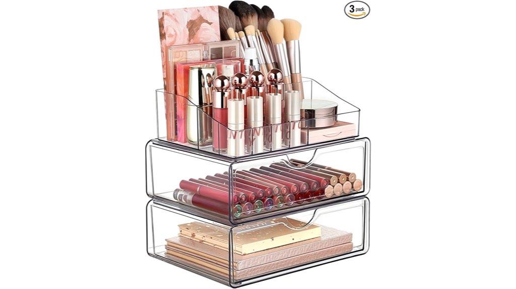 clear makeup organizer with drawer