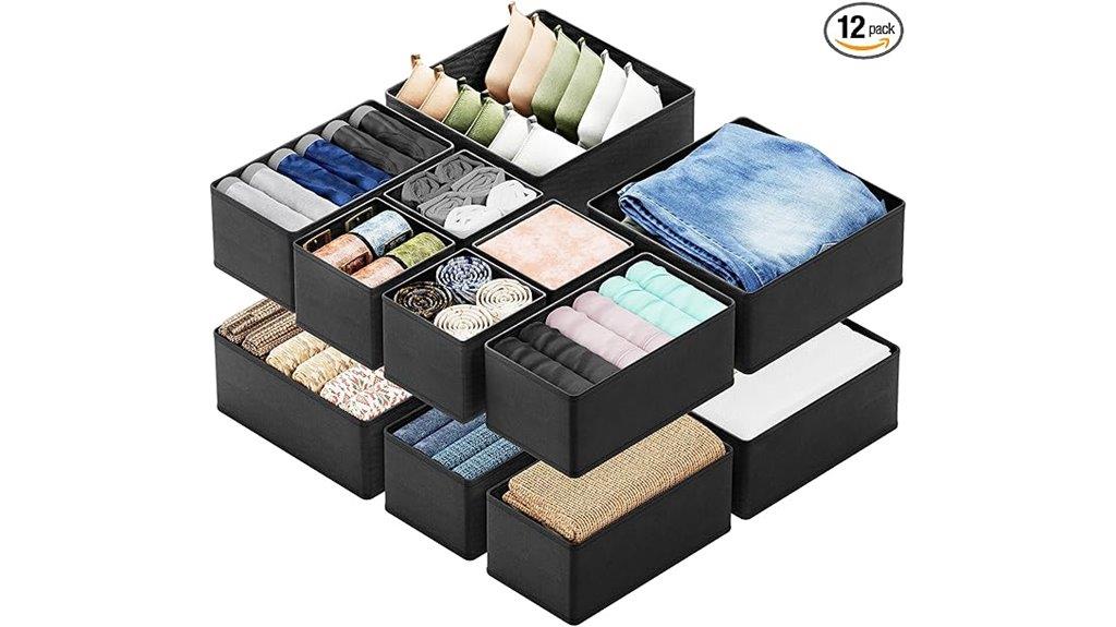 clothes drawer organizer bins