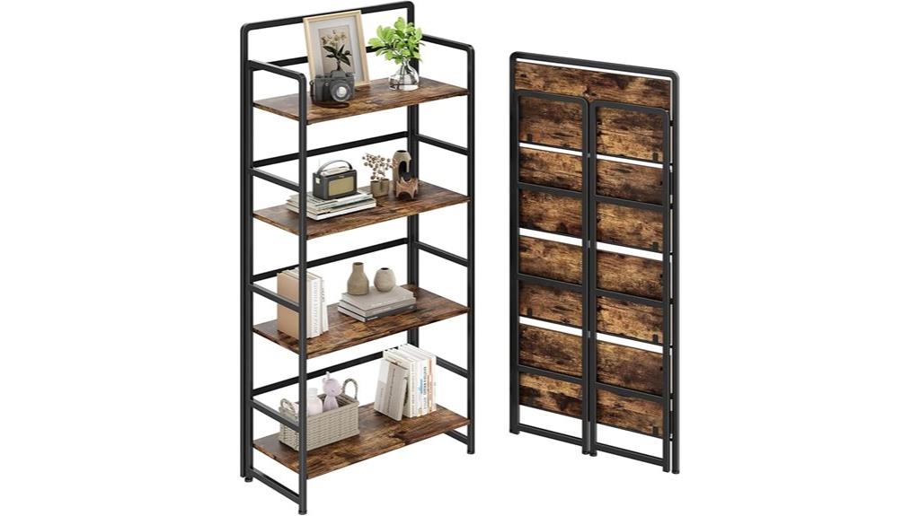 collapsible four tier bookshelf