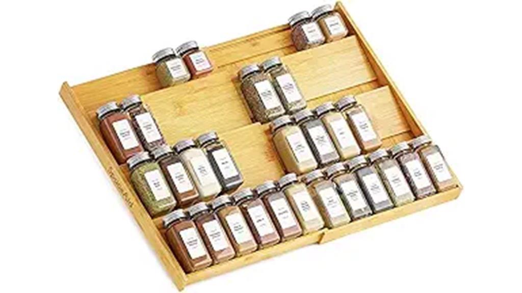 expandable bamboo spice organizer