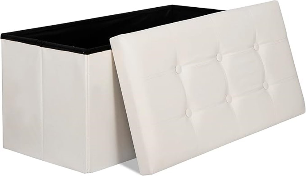 faux leather storage bench