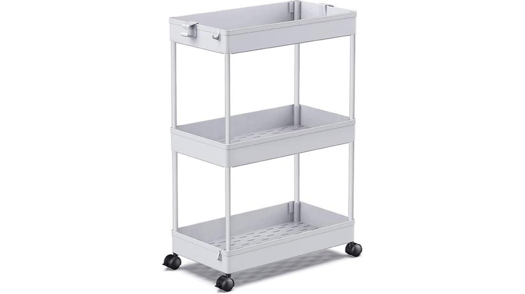 gray three tier storage cart