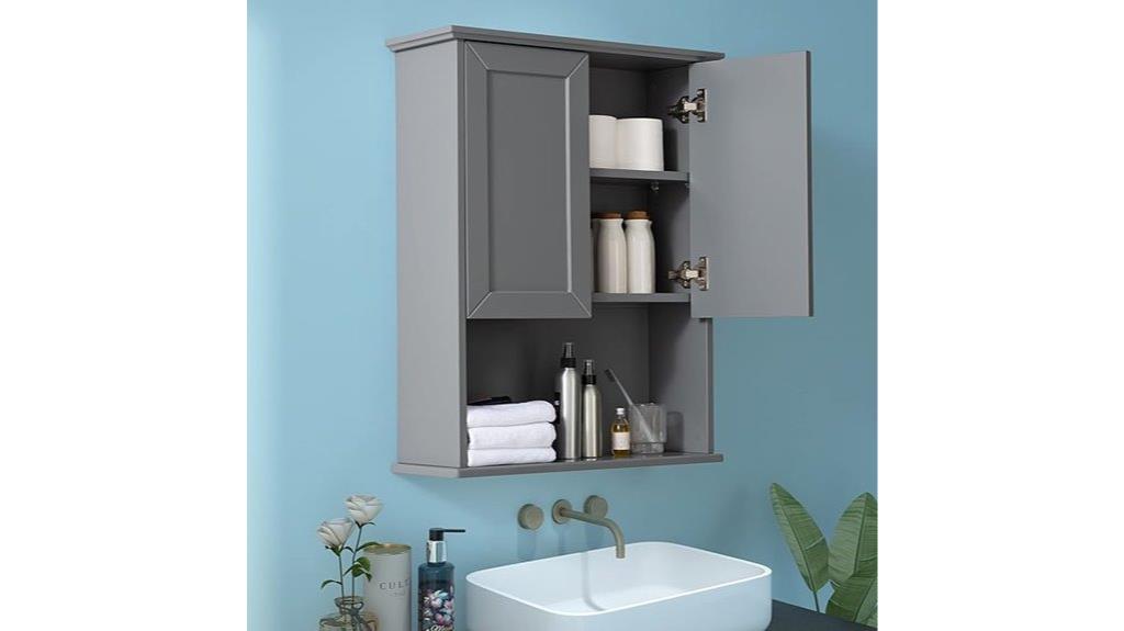 grey cabinet with doors