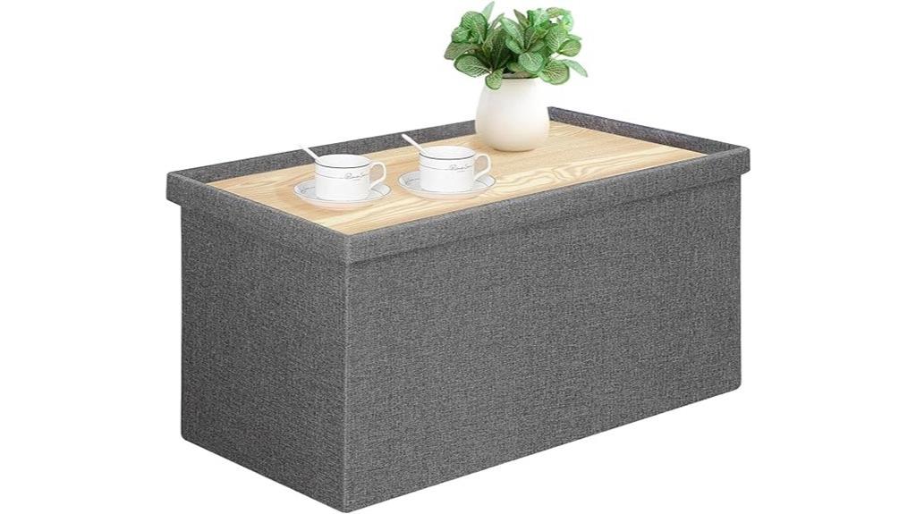 grey folding storage bench