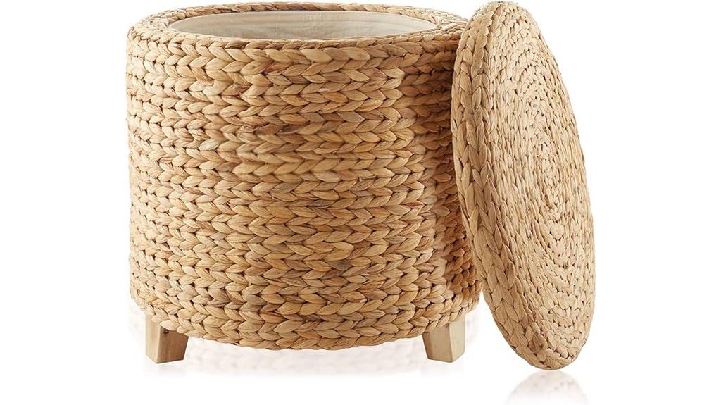 handwoven storage ottoman lid