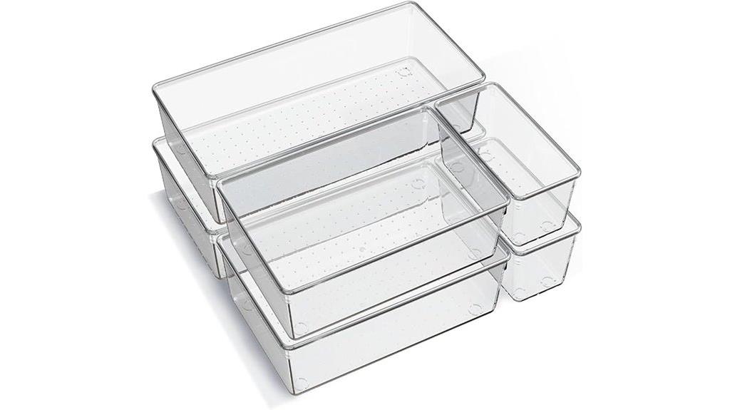 large clear organizer trays