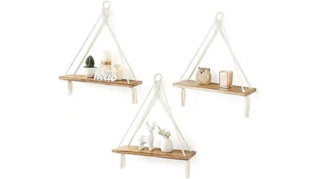 macrame hanging shelves set
