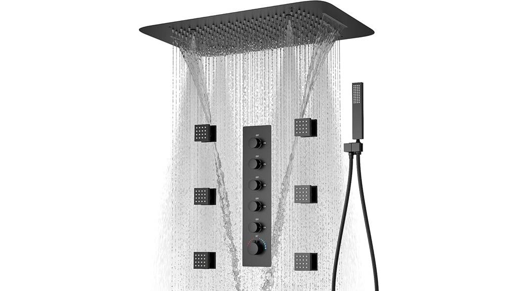matte black ceiling shower system