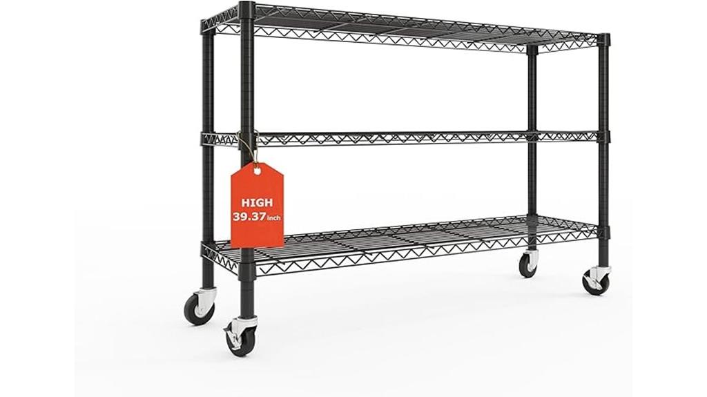 mobile three tier shelving unit
