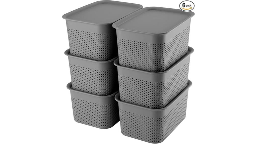 plastic storage baskets set