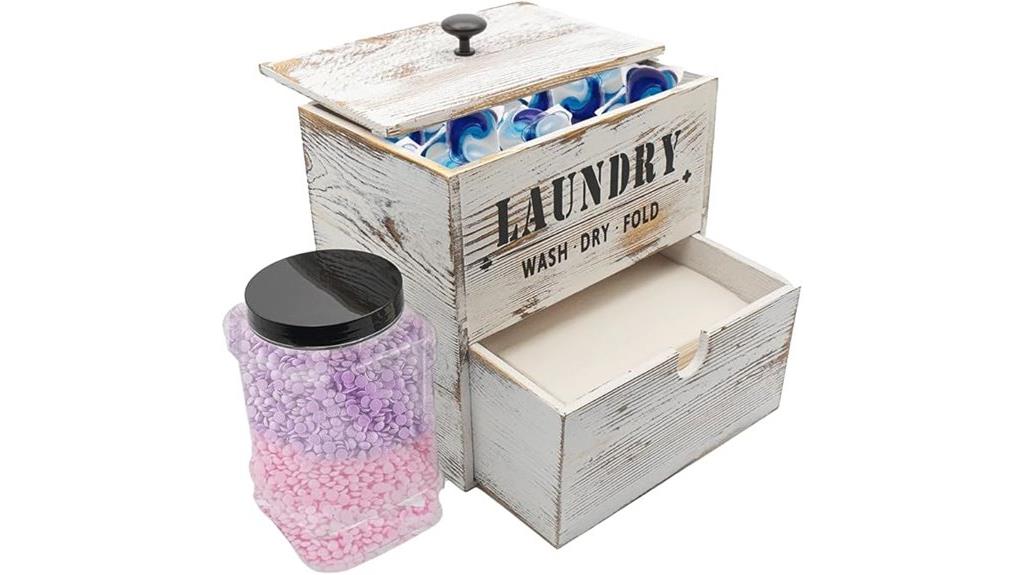 rustic laundry pod organizer