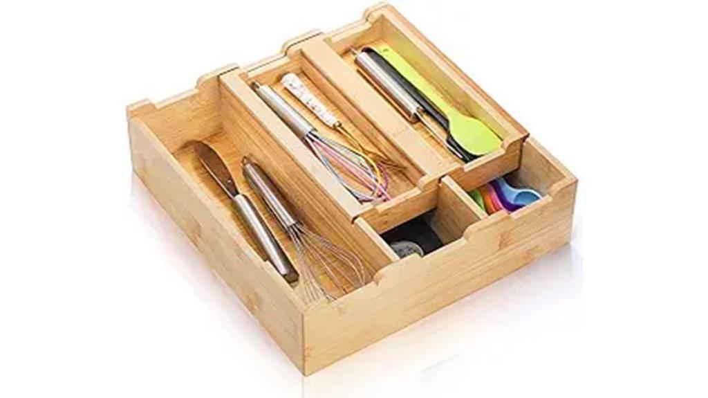 stackable bamboo drawer organizer