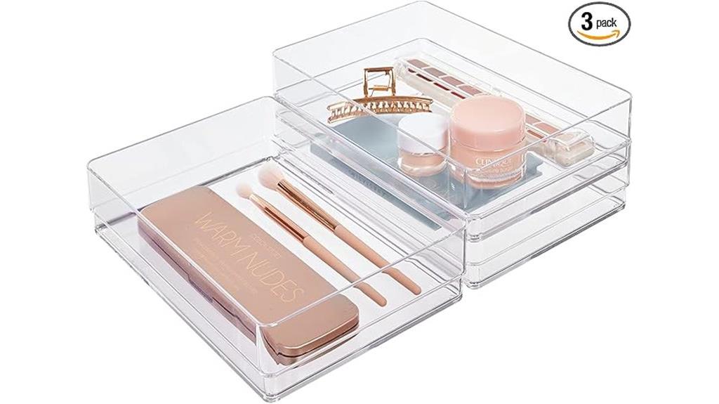 stackable clear drawer organizer
