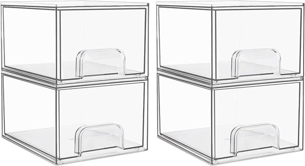stackable clear storage drawers