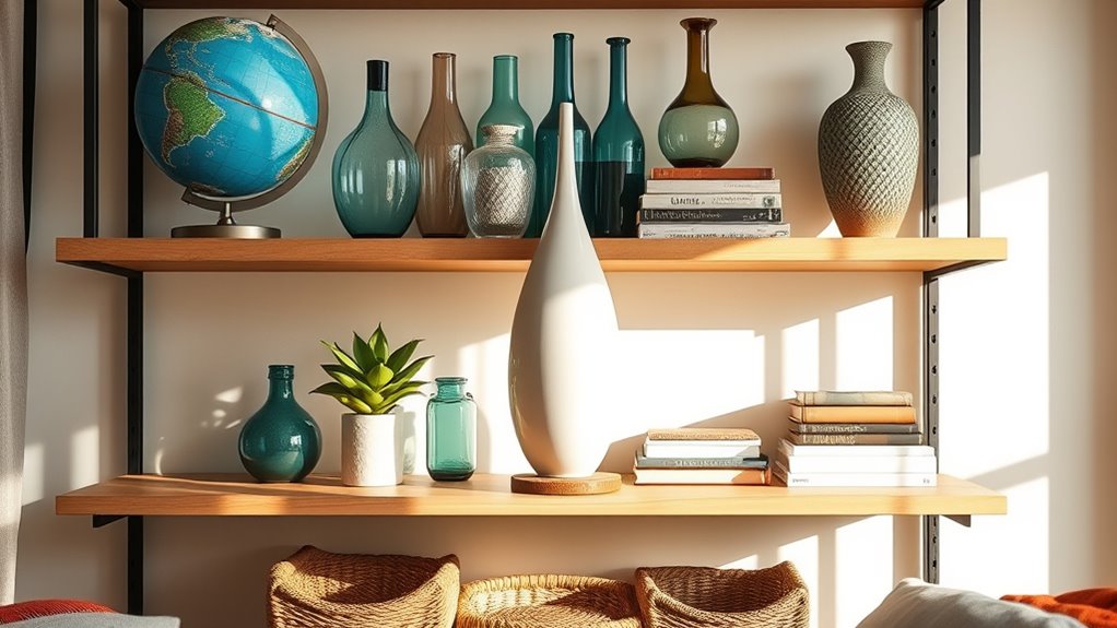 stylish living room shelves