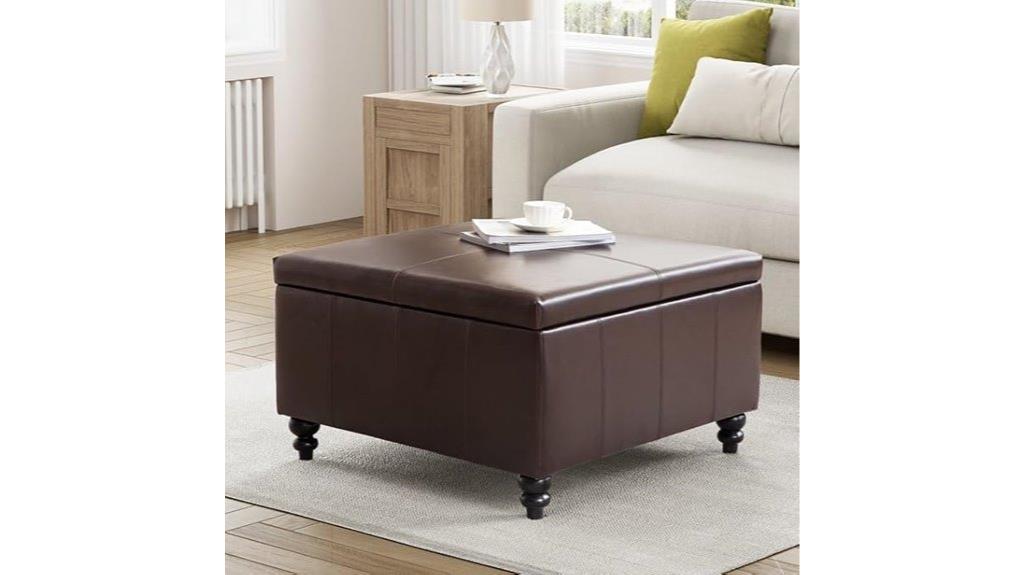stylish square leather ottoman