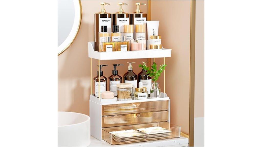 three drawer makeup organizer