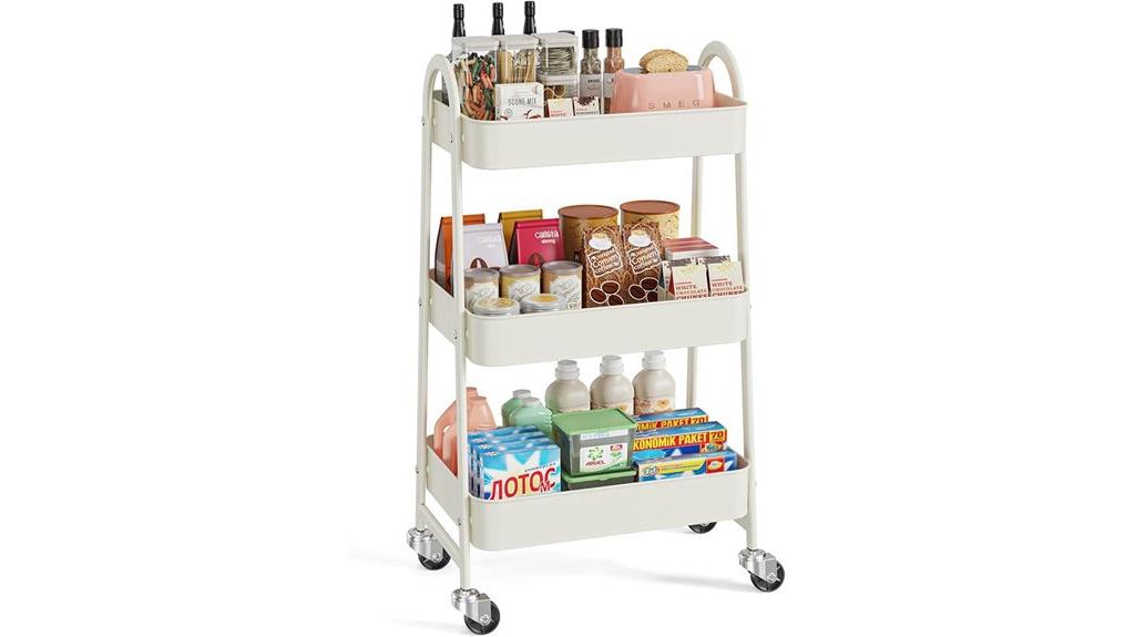 three tiered wheeled storage cart