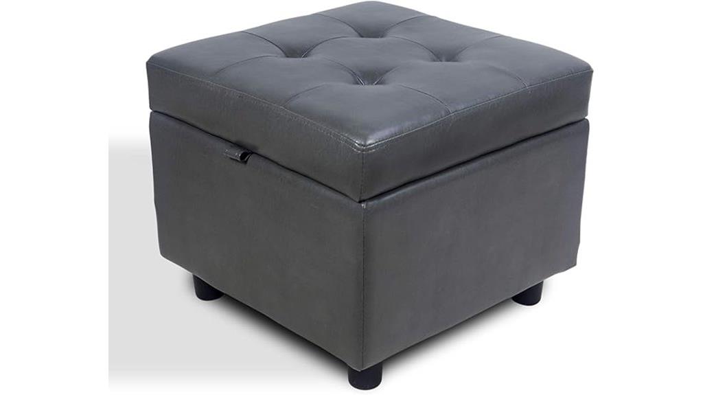 tufted leather storage ottoman