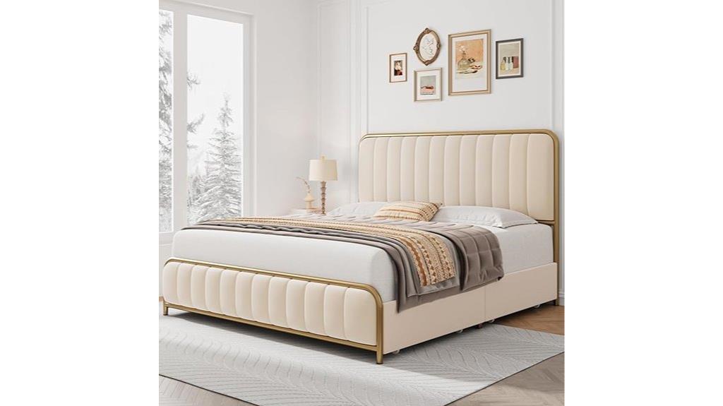 upholstered full bed storage