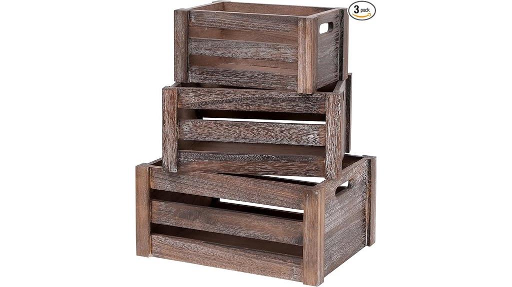 vintage wooden crate set