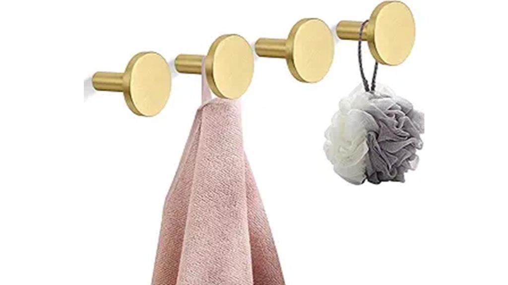 wall mounted gold brass hooks