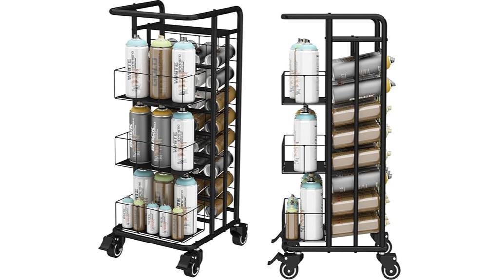 wheeled spray paint organizer