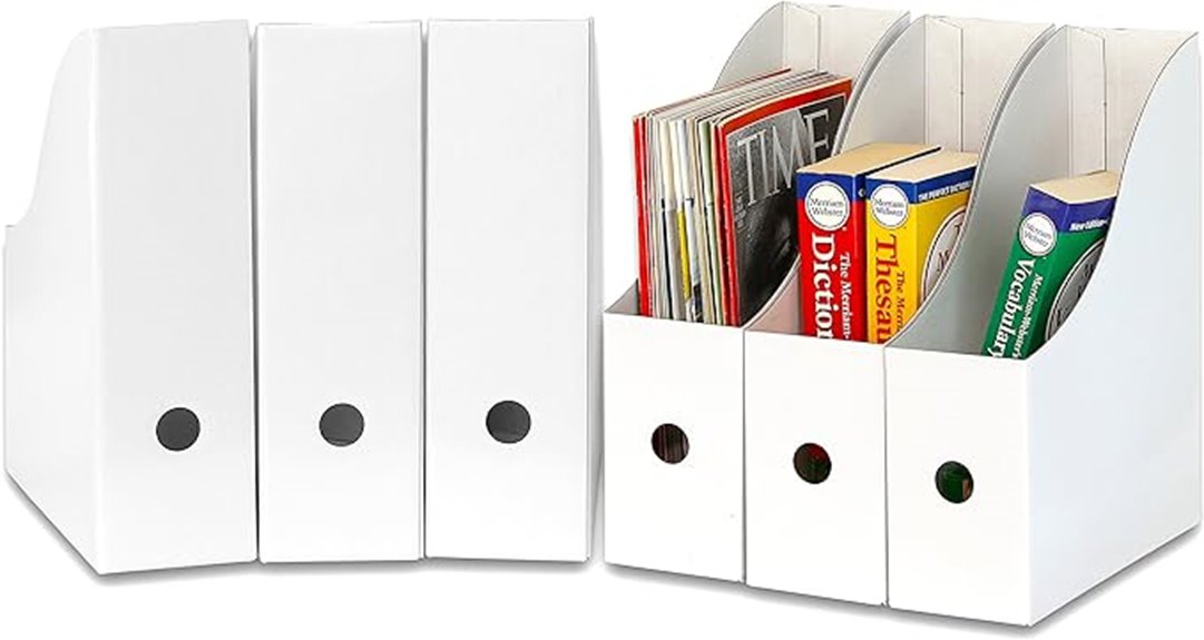 white magazine file holders