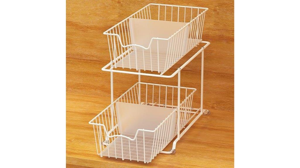 white wire basket organizer