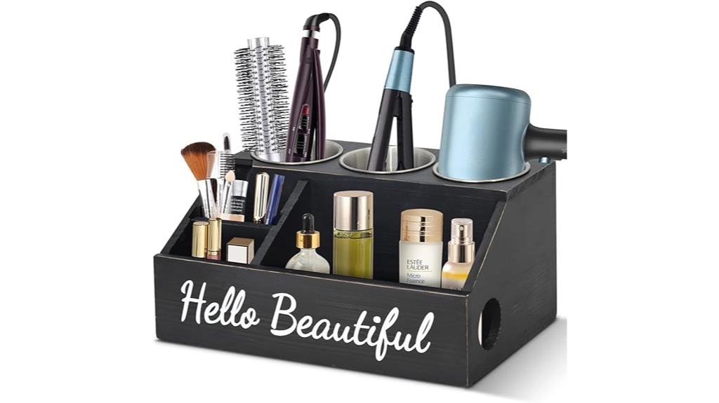 wooden hair tools organizer
