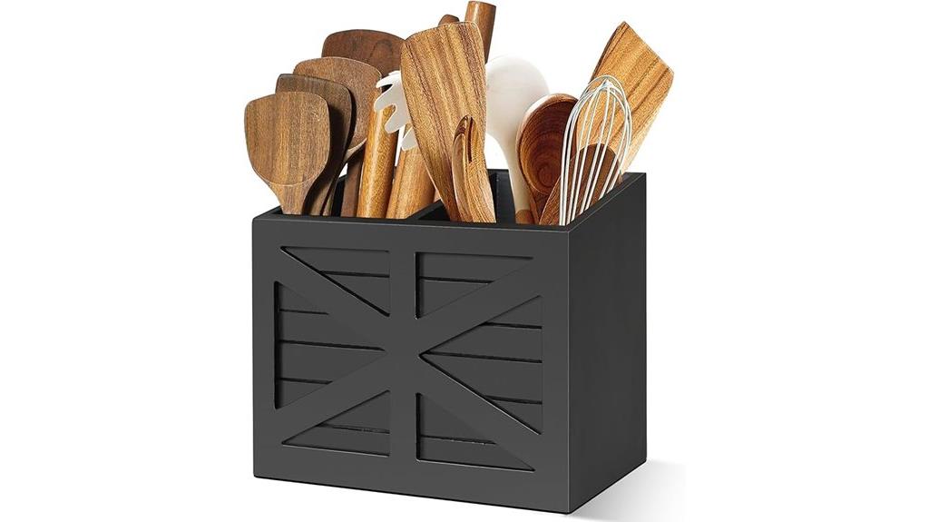 wooden kitchen utensil organizer