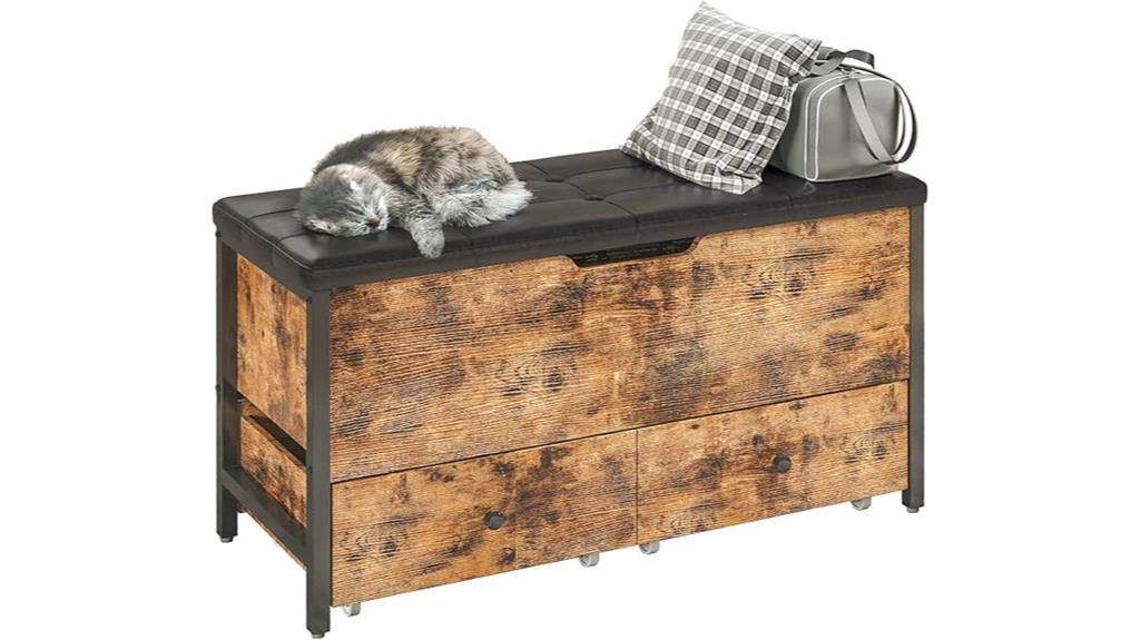 wooden storage bench drawers