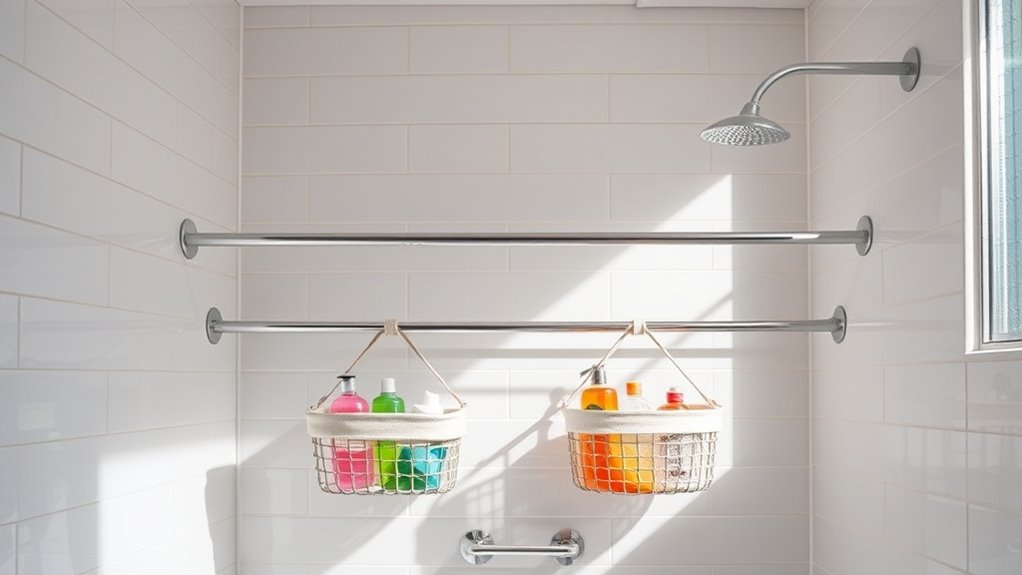 no drill tension rod storage