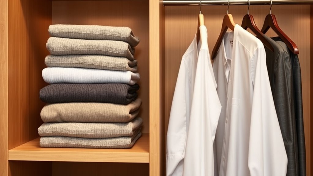 organized closet with color coding