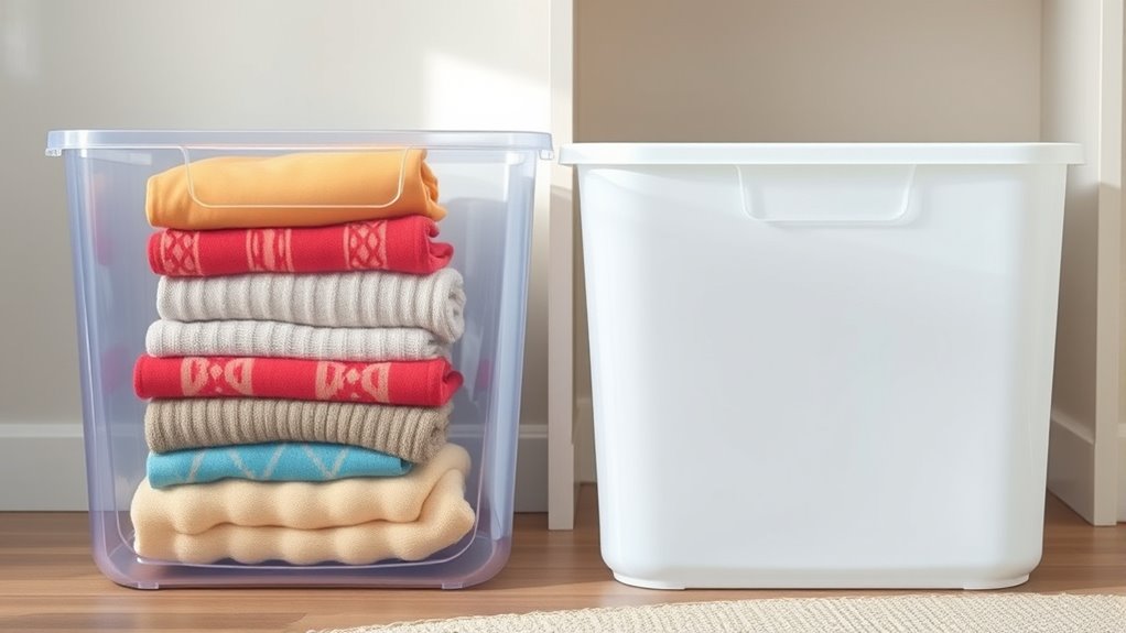 transparent versus opaque bins