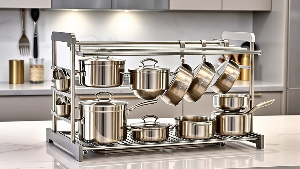 adjustable durable cookware storage