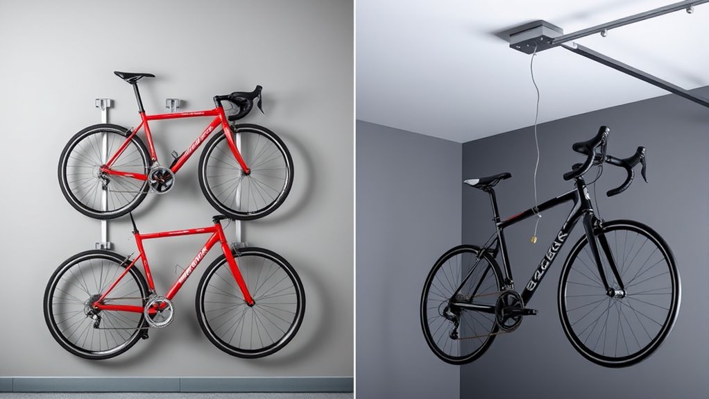 bike storage wall vs ceiling