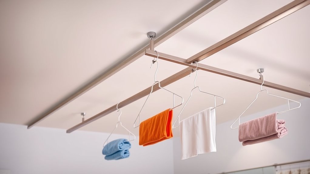 ceiling hung clothing rails